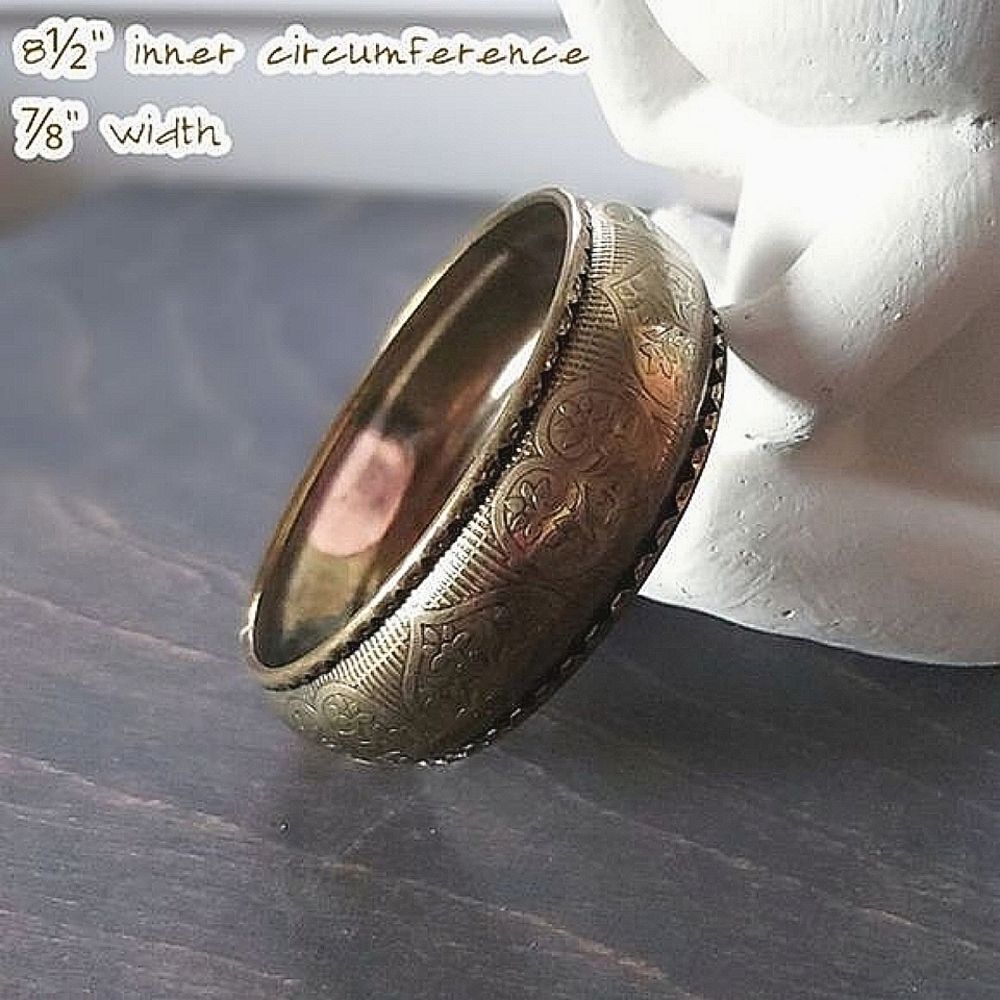 Vtg brass plated patterned rounded bangle